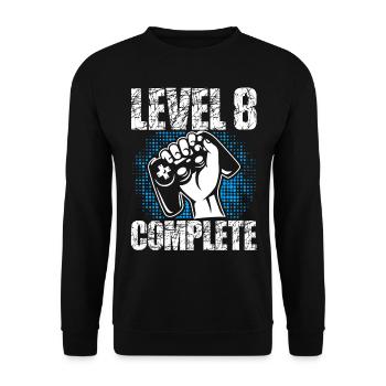 Level 8 Complete Geburtstagsgeschenk 8 Jahre Gamer - Unisex Pullover - Schwarz - Vorne - Alina (178cm) & Michal (187cm)