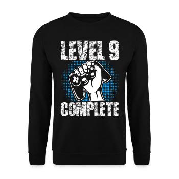 Niveau 9 Cadeau d’anniversaire complet 9 ans Joueur - Sweat-shirt Unisexe - noir - Devant - Alina (178cm) & Michal (187cm)