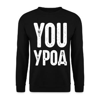 You Freak! Spruch auf Russisch Russak Russland - Unisex Pullover - Schwarz - Vorne - Alina (178cm) & Michal (187cm)