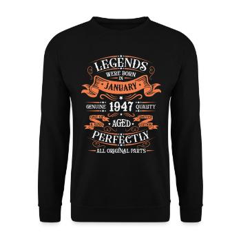 The legends were born in January 1947 gift - Unisex Sweatshirt - black - Front - Alina (178cm) & Michal (187cm)