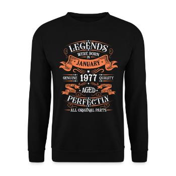 Die Legenden wurden im Januar 1977 geschenkt - Unisex Pullover - Schwarz - Vorne - Alina (178cm) & Michal (187cm)