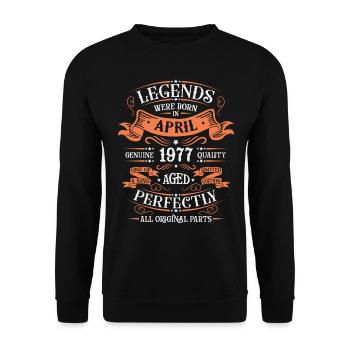 1977 April 1977 anniversary April 1977 April - Unisex Sweatshirt - black - Front - Alina (178cm) & Michal (187cm)