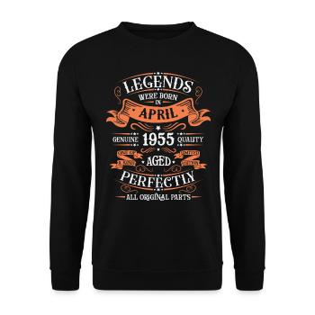 1955 Avril 1955 anniversaire Avril 1955 Avril - Sweat-shirt Unisexe - noir - Devant - Alina (178cm) & Michal (187cm)