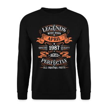Jahre der Exzellenz April 1987 Geschenk - Unisex Pullover - Schwarz - Vorne - Alina (178cm) & Michal (187cm)