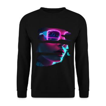 Cyber-Punk DJane - Neon Sunglasses - Unisex Sweatshirt - black - Front - Alina (178cm) & Michal (187cm)