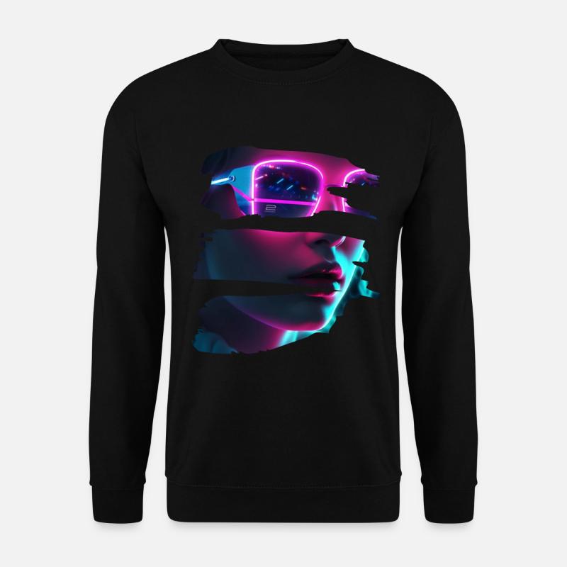 Cyber-Punk DJane - Neon Sunglasses - Unisex Pullover - Schwarz