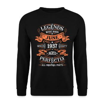 Juni 1937 Geburtstag Mann - Unisex Pullover - Schwarz - Vorne - Alina (178cm) & Michal (187cm)