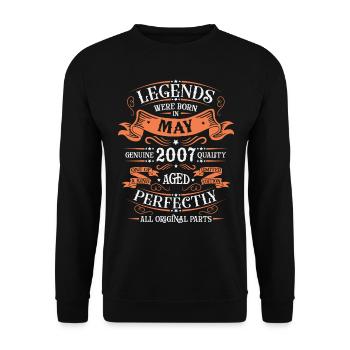 Vintage Flourish Cadeau Anniversaire Mai 2007 - Sweat-shirt Unisexe - noir - Devant - Alina (178cm) & Michal (187cm)