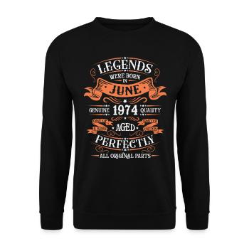 1974 June Limited Edition 49th Birthday Outfit - Unisex Sweatshirt - black - Front - Alina (178cm) & Michal (187cm)
