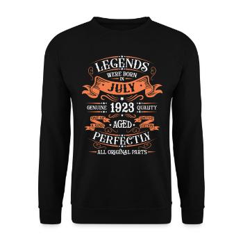 Geboren im Juli 1923 - Unisex Pullover - Schwarz - Vorne - Alina (178cm) & Michal (187cm)