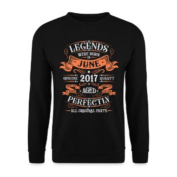 Born in June 2017 - Unisex Sweatshirt - black - Front - Alina (178cm) & Michal (187cm)