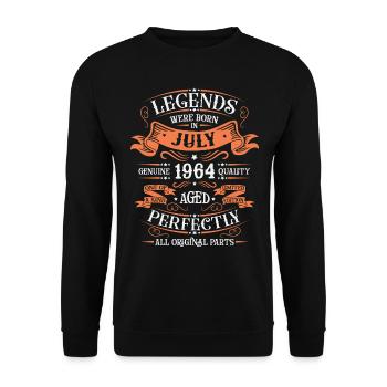 Geboren 1964 im Juli - Unisex Pullover - Schwarz - Vorne - Alina (178cm) & Michal (187cm)