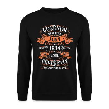 Juillet 1934 Idée originale de cadeau d’anniversaire - Sweat-shirt Unisexe - noir - Devant - Alina (178cm) & Michal (187cm)
