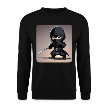 Cute little ninja with katana sword - Unisex Sweatshirt - black - Front - Alina (178cm) & Michal (187cm)