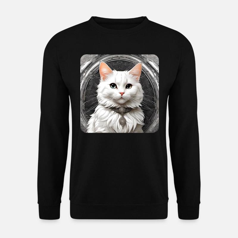 Niedliche weiße Katze - Unisex Pullover - Schwarz