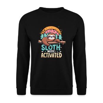 Sloth Mode Activated Lustiges Faultier - Unisex Pullover - Schwarz - Vorne - Alina (178cm) & Michal (187cm)