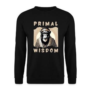 Fun Primal Wisdom Chimp Philosophy - Unisex Sweatshirt - black - Front - Alina (178cm) & Michal (187cm)