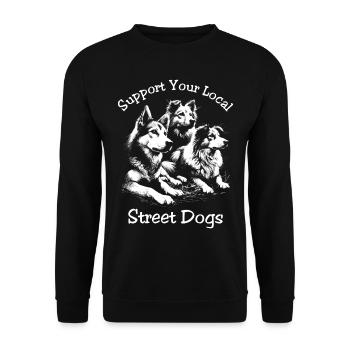 Unterstützen Sie Ihre lokalen Straßenhunde - Unisex Pullover - Schwarz - Vorne - Alina (178cm) & Michal (187cm)