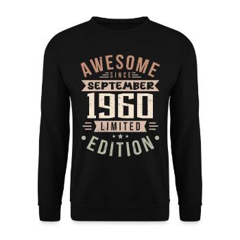 1960 September Geburtstag Geboren September 1960 - Unisex Pullover - Schwarz - Vorne - Alina (178cm) & Michal (187cm)