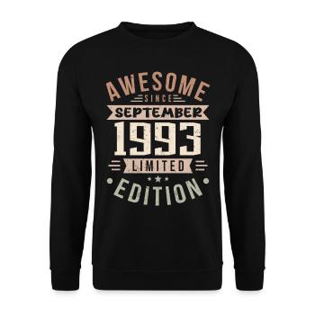 1993 September Birthday Born September 1993 - Unisex Sweatshirt - black - Front - Alina (178cm) & Michal (187cm)