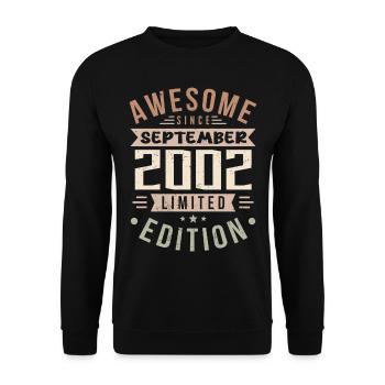 2002 Septembre Anniversaire Né Septembre 2002 - Sweat-shirt Unisexe - noir - Devant - Alina (178cm) & Michal (187cm)