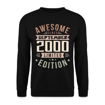 2000 September Birthday Born September 2000 - Unisex Sweatshirt - black - Front - Alina (178cm) & Michal (187cm)