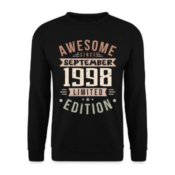 1998 Septembre Anniversaire Né en septembre 1998 - Sweat-shirt Unisexe - noir - Devant - Alina (178cm) & Michal (187cm)