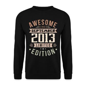 2013 September Birthday Born September 2013 - Unisex Sweatshirt - black - Front - Alina (178cm) & Michal (187cm)