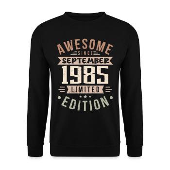 1985 September Birthday Born September 1985 - Unisex Sweatshirt - black - Front - Alina (178cm) & Michal (187cm)