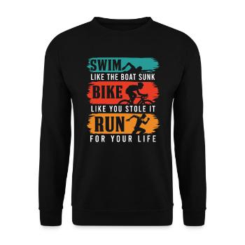 triathlon triathlete gift - Unisex Sweatshirt - black - Front - Alina (178cm) & Michal (187cm)