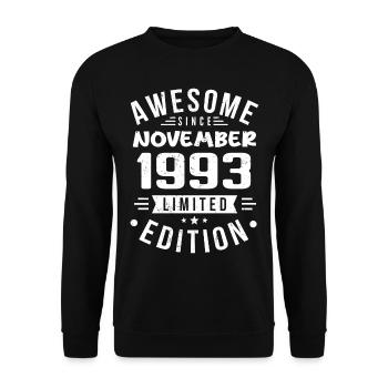 November 1993 Geschenkidee Legende November 1993 - Unisex Pullover - Schwarz - Vorne - Alina (178cm) & Michal (187cm)