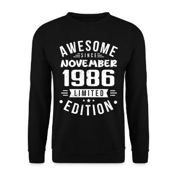 November 1986 Geschenkidee Legende November 1986 - Unisex Pullover - Schwarz - Vorne - Alina (178cm) & Michal (187cm)