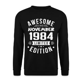 Novembre 1984 Idée Cadeau Légende Novembre 1984 - Sweat-shirt Unisexe - noir - Devant - Alina (178cm) & Michal (187cm)