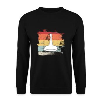 Eisstockschießen Geschenk Vintage Retro Stocksport - Unisex Pullover - Schwarz - Vorne - Alina (178cm) & Michal (187cm)