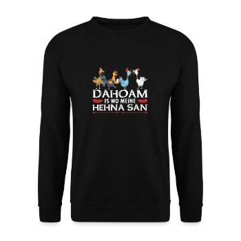Dahoam Is Wo Meine Hehna San Bauer Bayrisch Hühner - Unisex Pullover - Schwarz - Vorne - Alina (178cm) & Michal (187cm)
