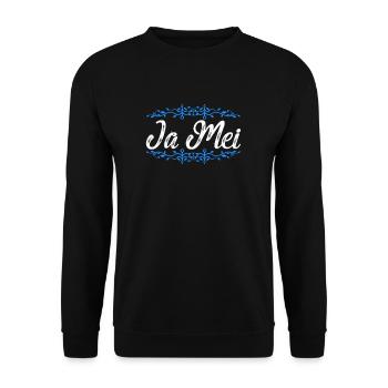 Ja Mei Bayrisches Spruch Geschenk - Unisex Pullover - Schwarz - Vorne - Alina (178cm) & Michal (187cm)
