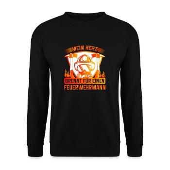 Lustiges Feuerwehr Spruch Geschenk Feuerwehrfrau - Unisex Pullover - Schwarz - Vorne - Alina (178cm) & Michal (187cm)