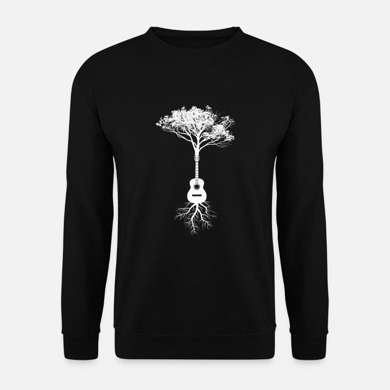 Akustische Gitarre Baum Natur Gitarristen - Unisex Pullover - Schwarz