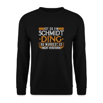 Familien Name Schmidt Geschenkidee - Unisex Pullover - Schwarz - Vorne - Alina (178cm) & Michal (187cm)