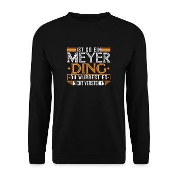 Familien Name Meyer Geschenkidee - Unisex Pullover - Schwarz - Vorne - Alina (178cm) & Michal (187cm)