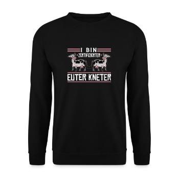 Landwirt Milchbauer Kühe Melken - Unisex Pullover - Schwarz - Vorne - Alina (178cm) & Michal (187cm)