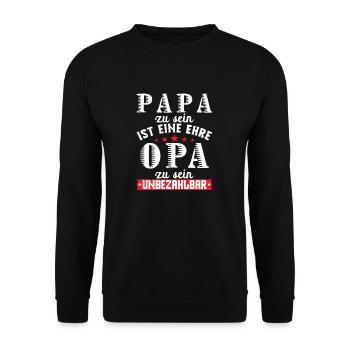 Papa Opa Werdender Opa - Unisex Pullover - Schwarz - Vorne - Alina (178cm) & Michal (187cm)