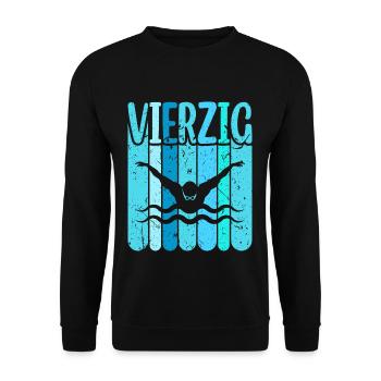 Schwimmen 40 Geburtstag Wasserratte Schwimm - Unisex Pullover - Schwarz - Vorne - Alina (178cm) & Michal (187cm)
