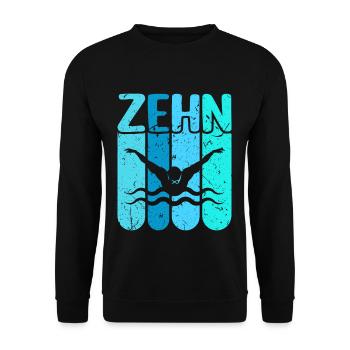 Schwimmen 10 Geburtstag Wasserratte Schwimm - Unisex Pullover - Schwarz - Vorne - Alina (178cm) & Michal (187cm)