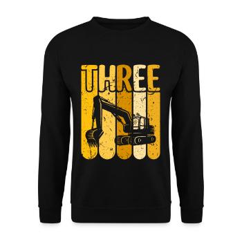 3. Geburtstag Baustelle Jungen Bagger - Unisex Pullover - Schwarz - Vorne - Alina (178cm) & Michal (187cm)