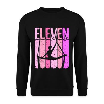 Aerialist 11. Geburtstag Aerial Silk Yoga - Unisex Pullover - Schwarz - Vorne - Alina (178cm) & Michal (187cm)