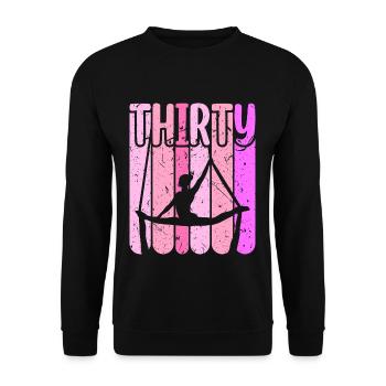 Aerialist 30. Geburtstag Aerial Silk Yoga - Unisex Pullover - Schwarz - Vorne - Alina (178cm) & Michal (187cm)