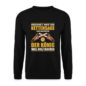 Holzfäller Waldarbeiter Forstwirt Kettensäge - Unisex Pullover - Schwarz - Vorne - Alina (178cm) & Michal (187cm)