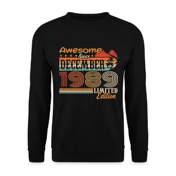 Retro Vintage Legendär Geburtstag Dezember 1989 - Unisex Pullover - Schwarz - Vorne - Alina (178cm) & Michal (187cm)