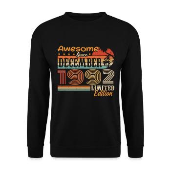 Retro Vintage Legendär Geburtstag Dezember 1992 - Unisex Pullover - Schwarz - Vorne - Alina (178cm) & Michal (187cm)